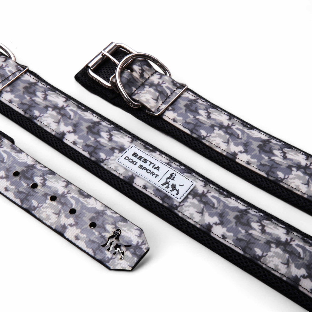 Collar ajustable impermeable de acero gris para perros - imagen 1