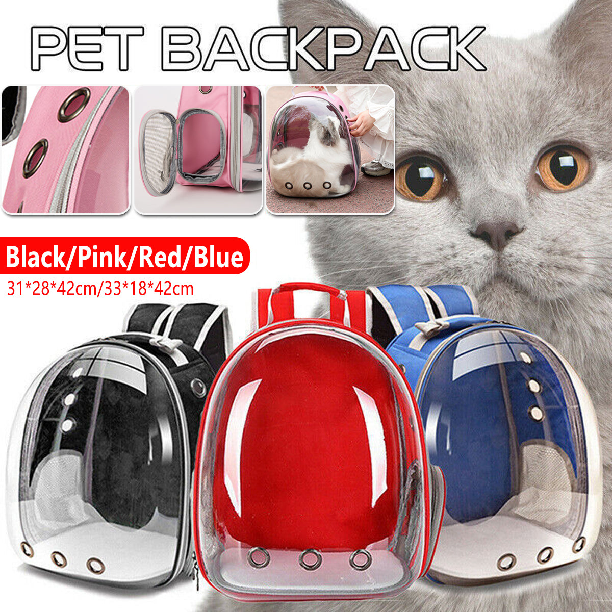 Pet Outdoor Carrier Backpack Cat Dog Puppy Travel Space Capsule bolsa de hombro