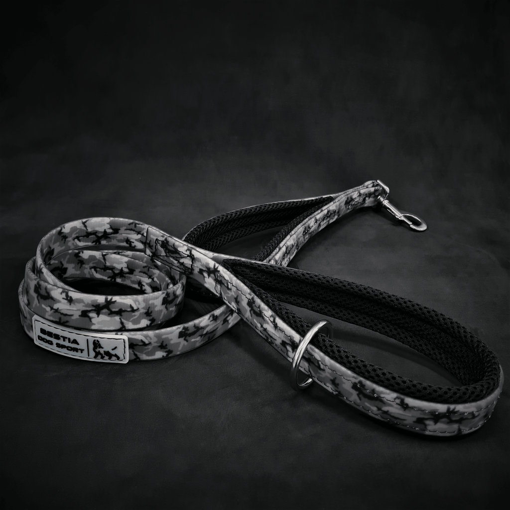 BESTIA DOG SPORT dual handle leash grey camo
