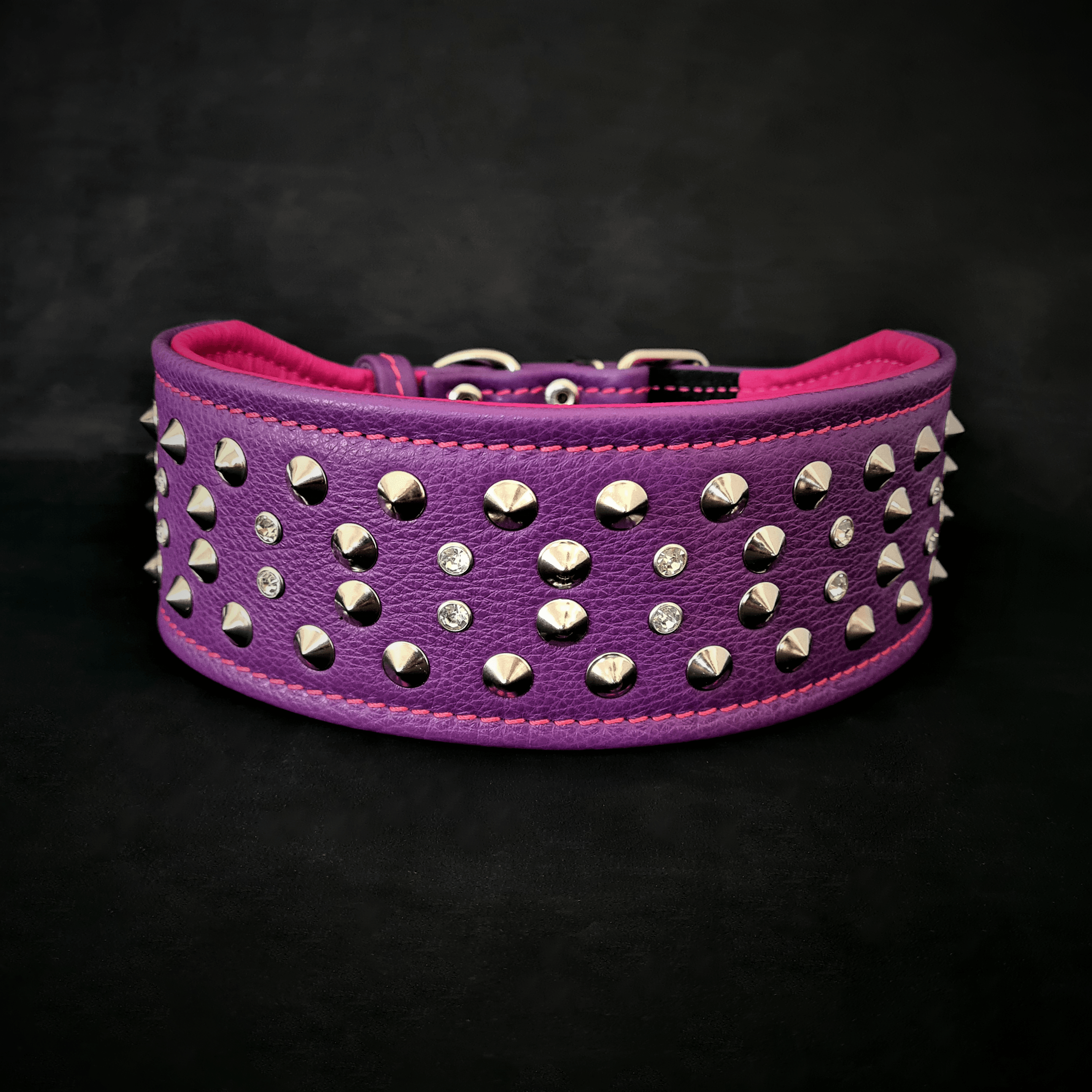 "Crystal" 2.8 inch wide soft leather collar para perros y gatos - imagen 1