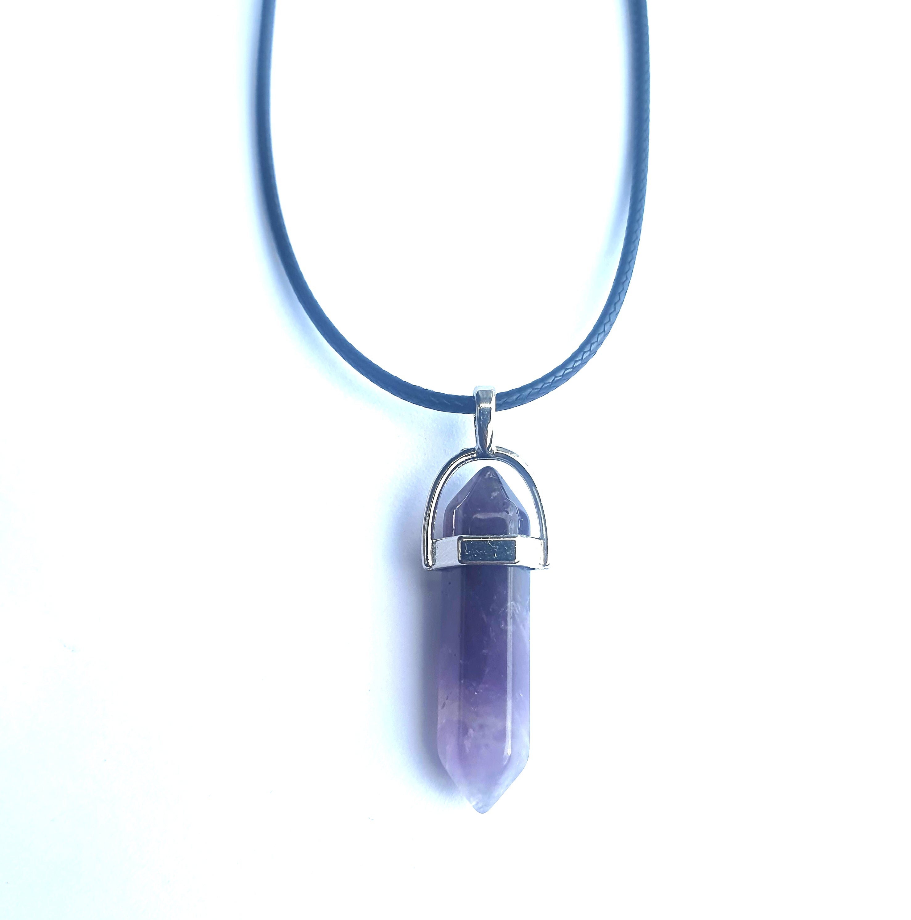Crystal Pointed Pendant Necklace - Amethyst-1