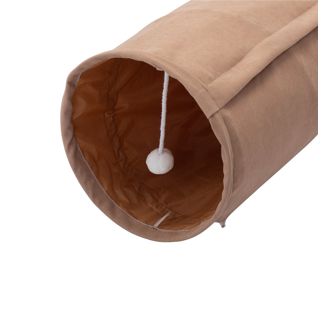 Foldable gatto Tunnel Bed For Indoor Cats, Washable gatto Skin Tunnel With Hanging Toys And Mats, marron Color