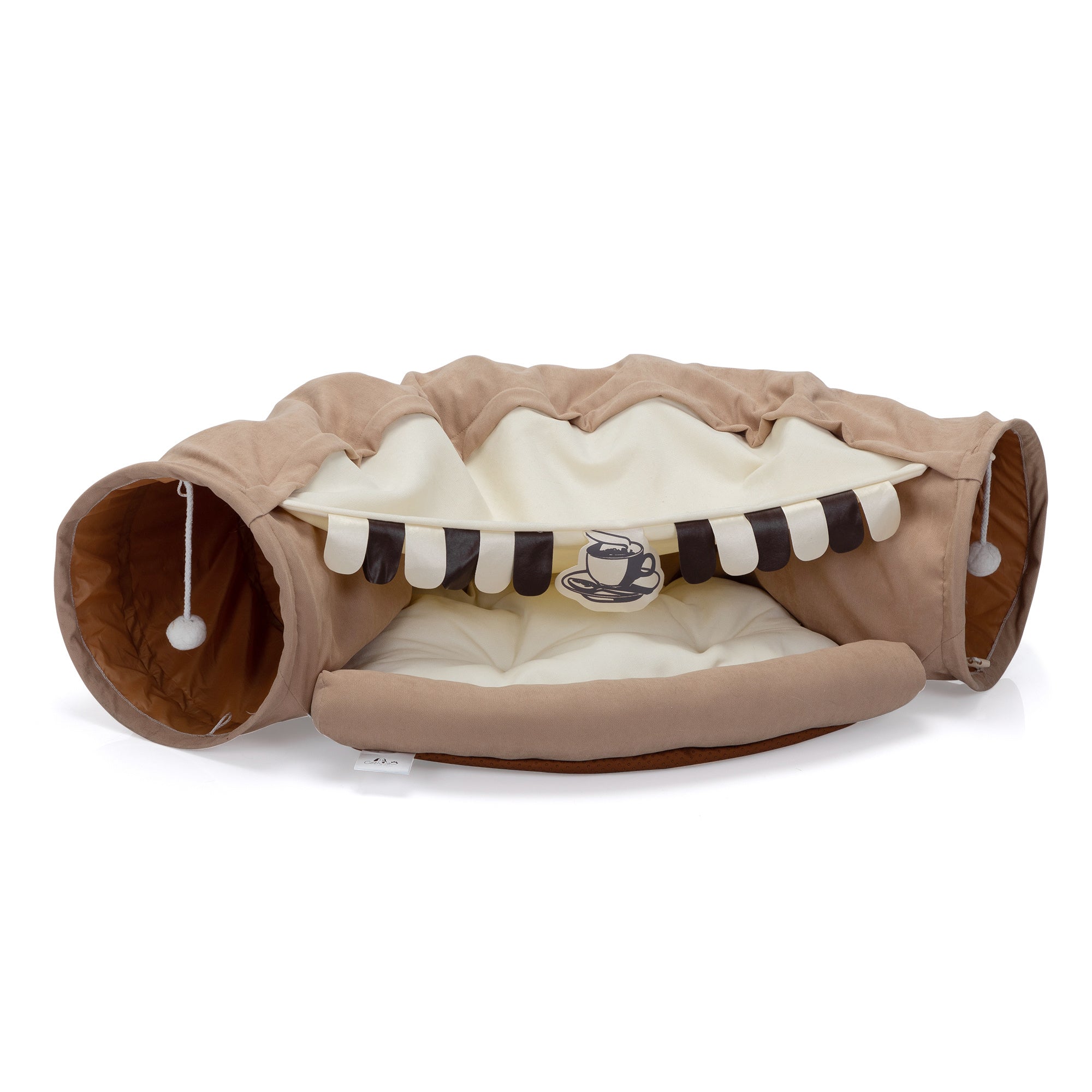 Foldable gatto Tunnel Bed For Indoor Cats, Washable gatto Skin Tunnel With Hanging Toys And Mats, marron Color