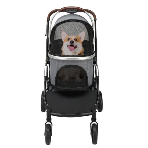 Transportin ajustable suave de plastico gris para perros y gatos - imagen 1