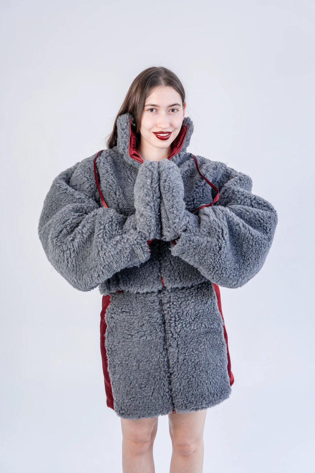 Adult Natural Wool Mittens / Gloves - Grey
