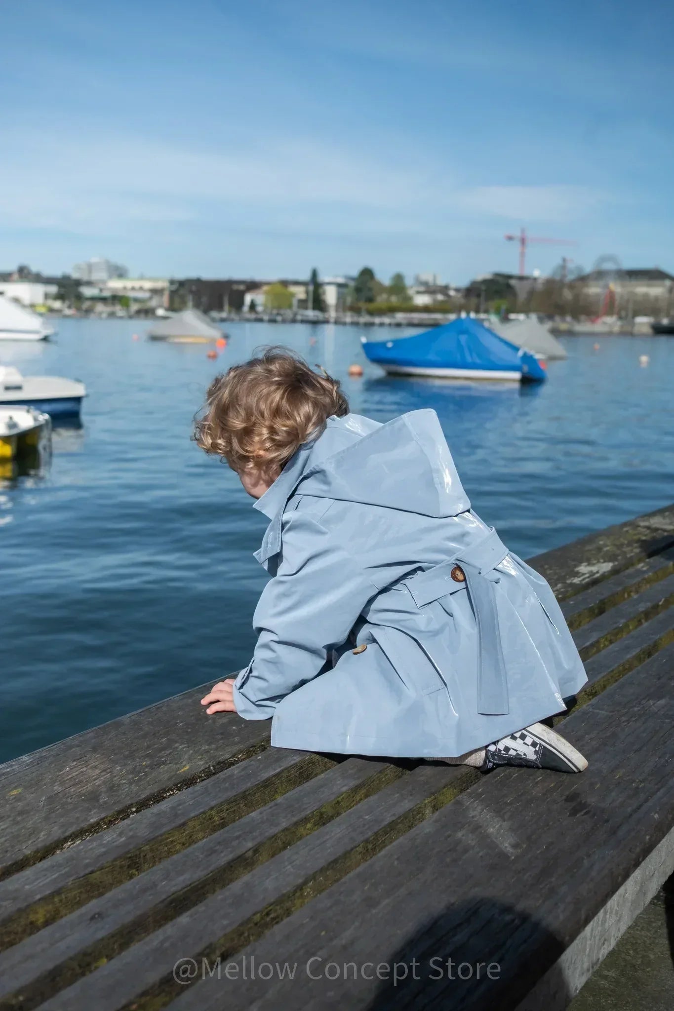 Kid's Trench Coat - Blue - Cotton