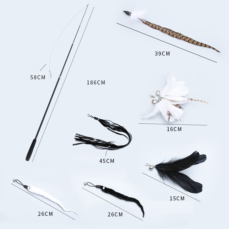 Feathered Telescopic Cat Toy Set-4