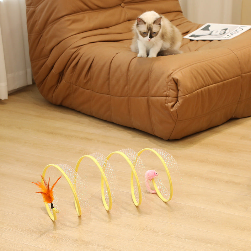 Foldable Cat Tunnel with Mouse Shape Balls and Feather Stick