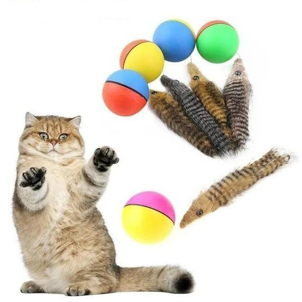 Juguete automático con pelota y ratón para gatos