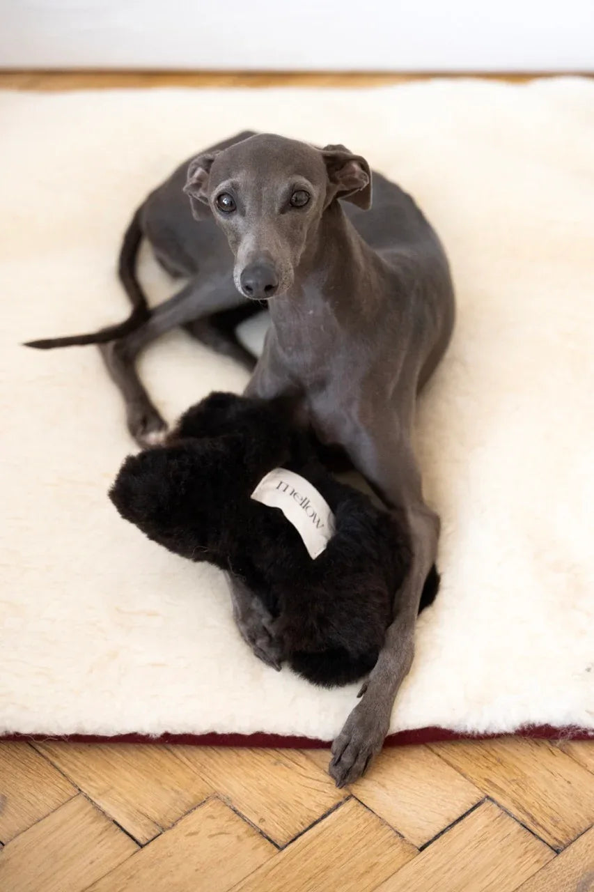 Natural piel di oveja cane Toy - Bone - nero