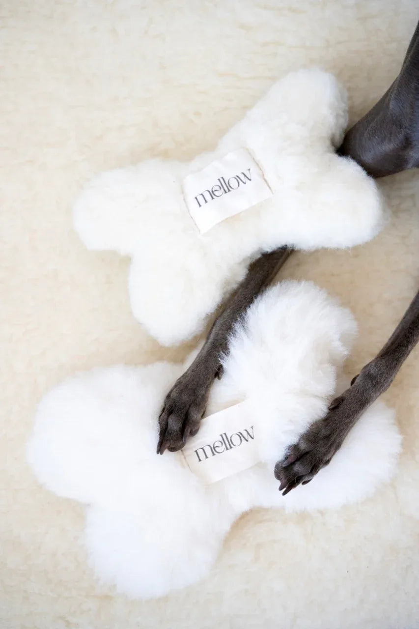 Natural piel di oveja cane Toy - Bone - bianco