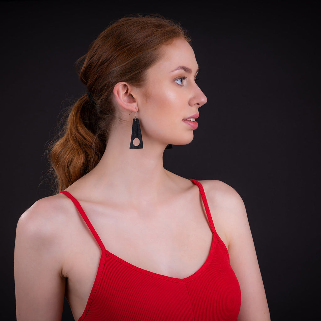 Block Recycled Rubber Earrings-2