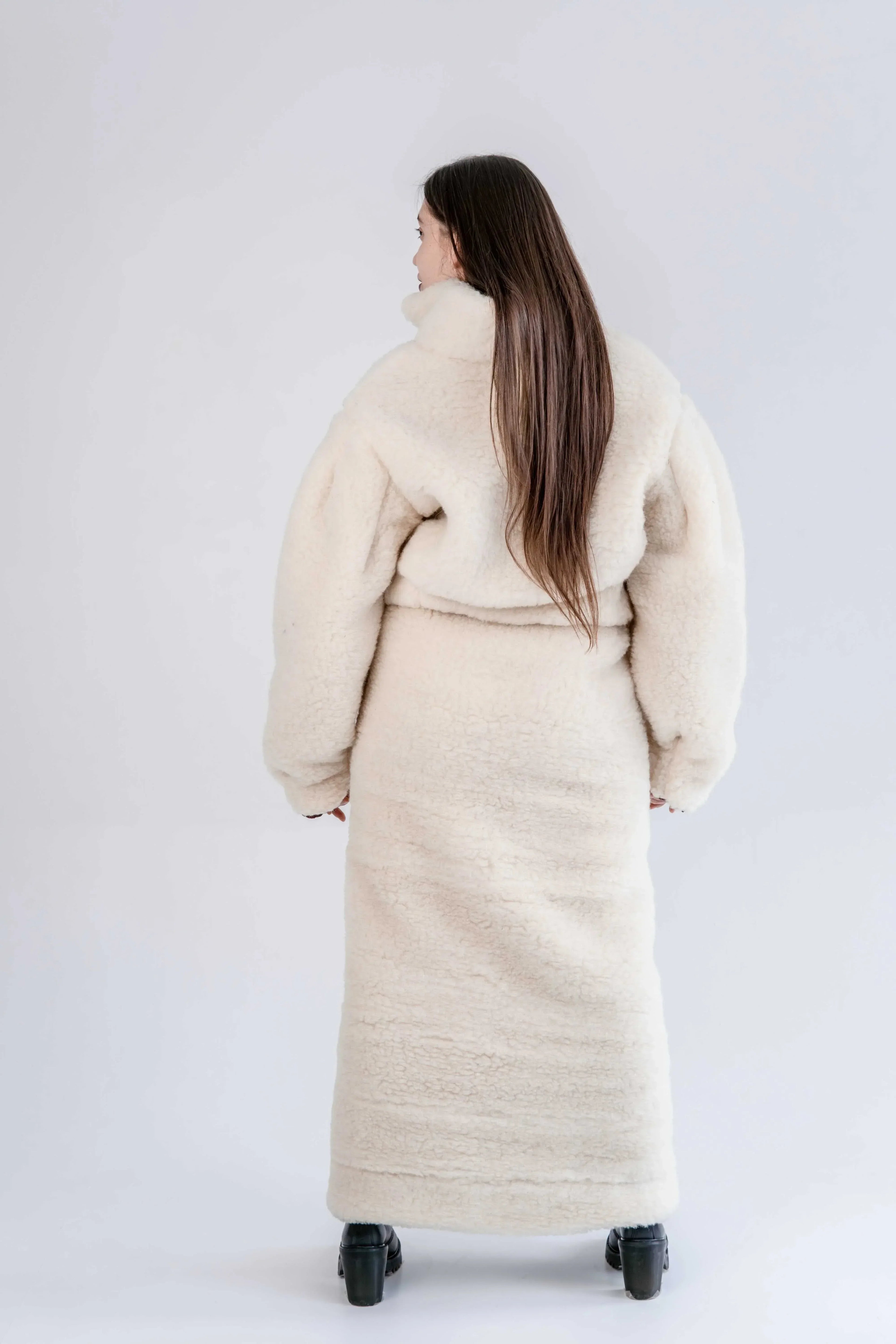 Woolen Women's Short Jacket - White