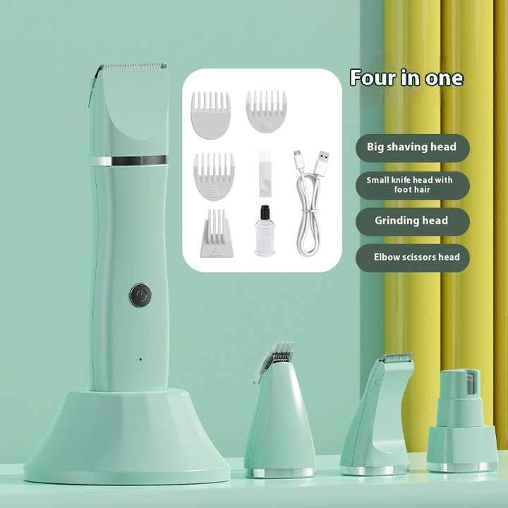 NNEDSZ Light grün 4-in-1 Haustier Grooming Electric Clippers - Professional Rechargeable Trimmer for Dogs & Cats, Paw, Fur, Nail, and Ear Care | Compact Design,