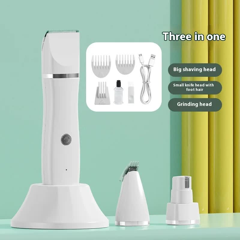NNEDSZ bianco 4-in-1 animale Grooming Electric Clippers - Professional Rechargeable Trimmer for Dogs & Cats, Paw, Fur, Nail, and Ear Care | Compact Design,