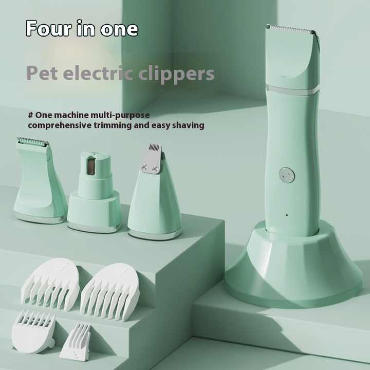 NNEDSZ weiß 4-in-1 Haustier Grooming Electric Clippers - Professional Rechargeable Trimmer for Dogs & Cats, Paw, Fur, Nail, and Ear Care | Compact Design,