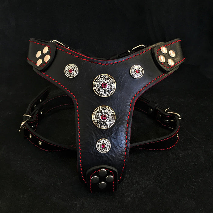 Le harnais ''Bijou'' noir et rouge de petite à moyenne taille