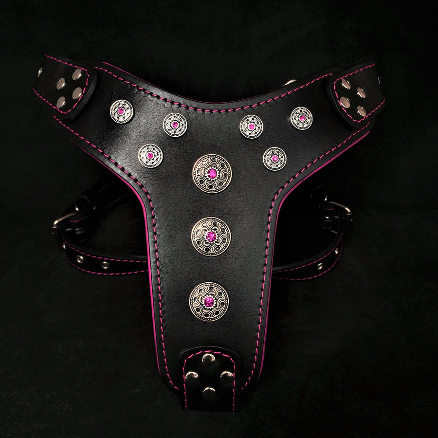 ''Bijou'' imbracatura nera e rosa per cani grandi