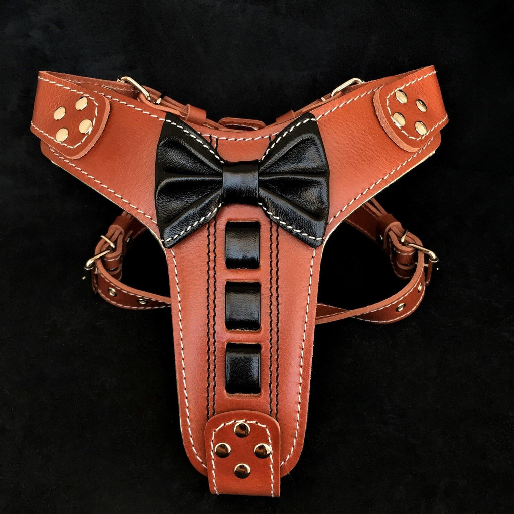 Bestia ''Bowtie'' leather harness pour chiens