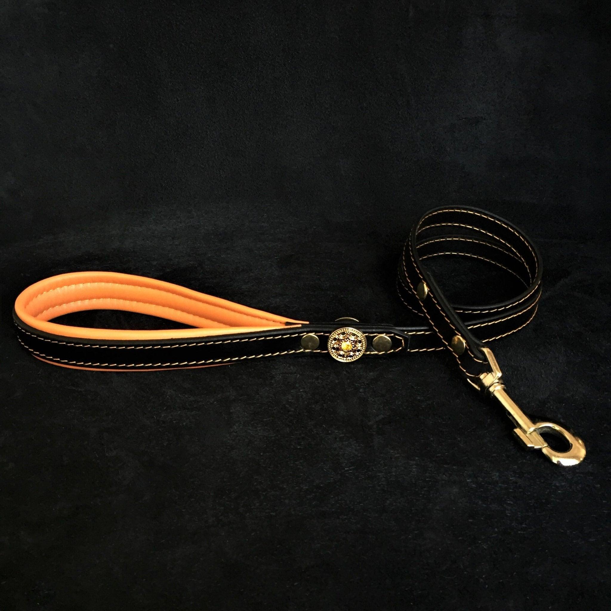 ''Bijou'' leather lead orange para perros y gatos - imagen 1