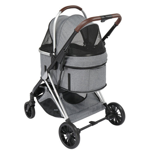 Transportin ajustable suave de plastico gris para perros y gatos - imagen 2
