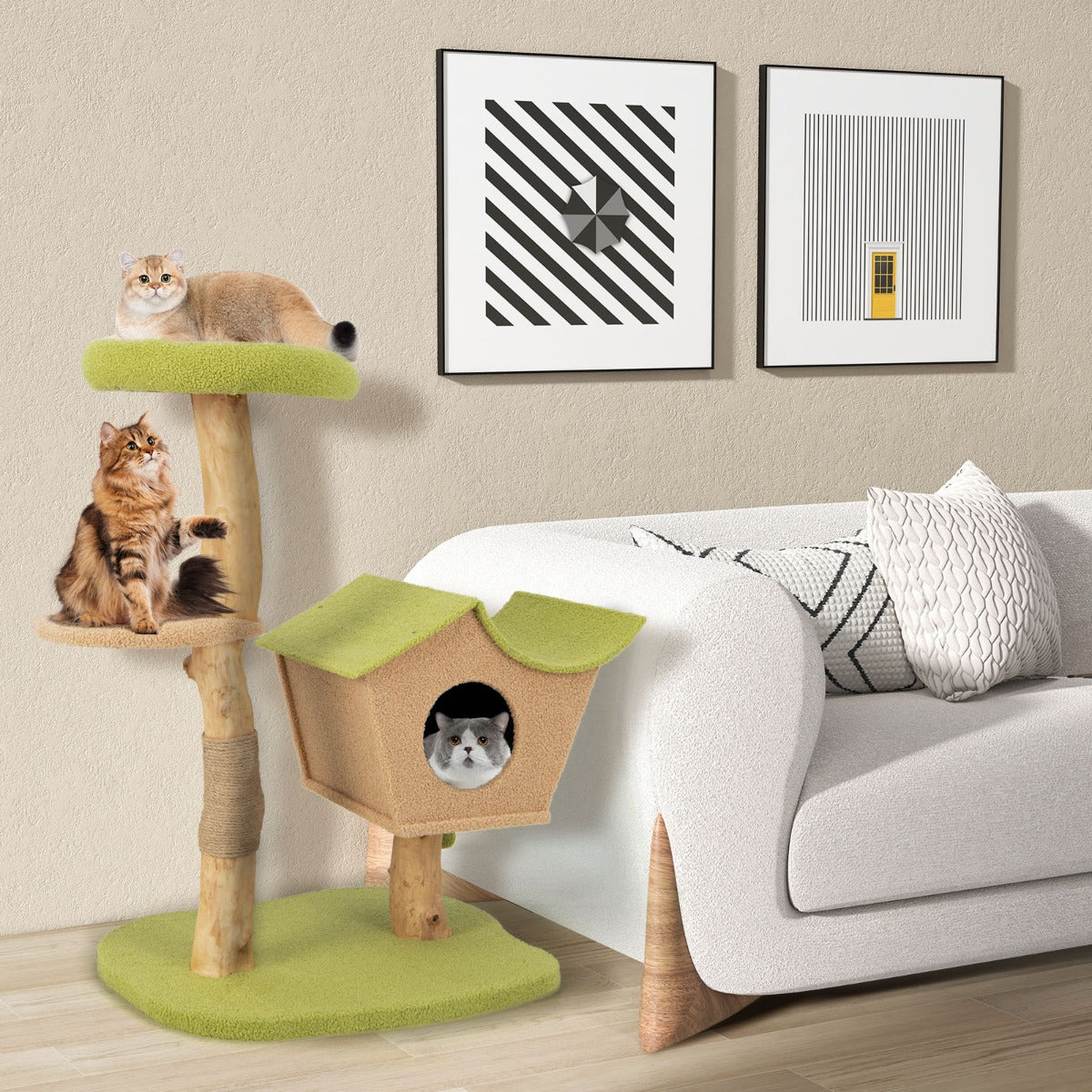 NNECW 110CM Cat Tree with Padded Top Perch for Pet-0