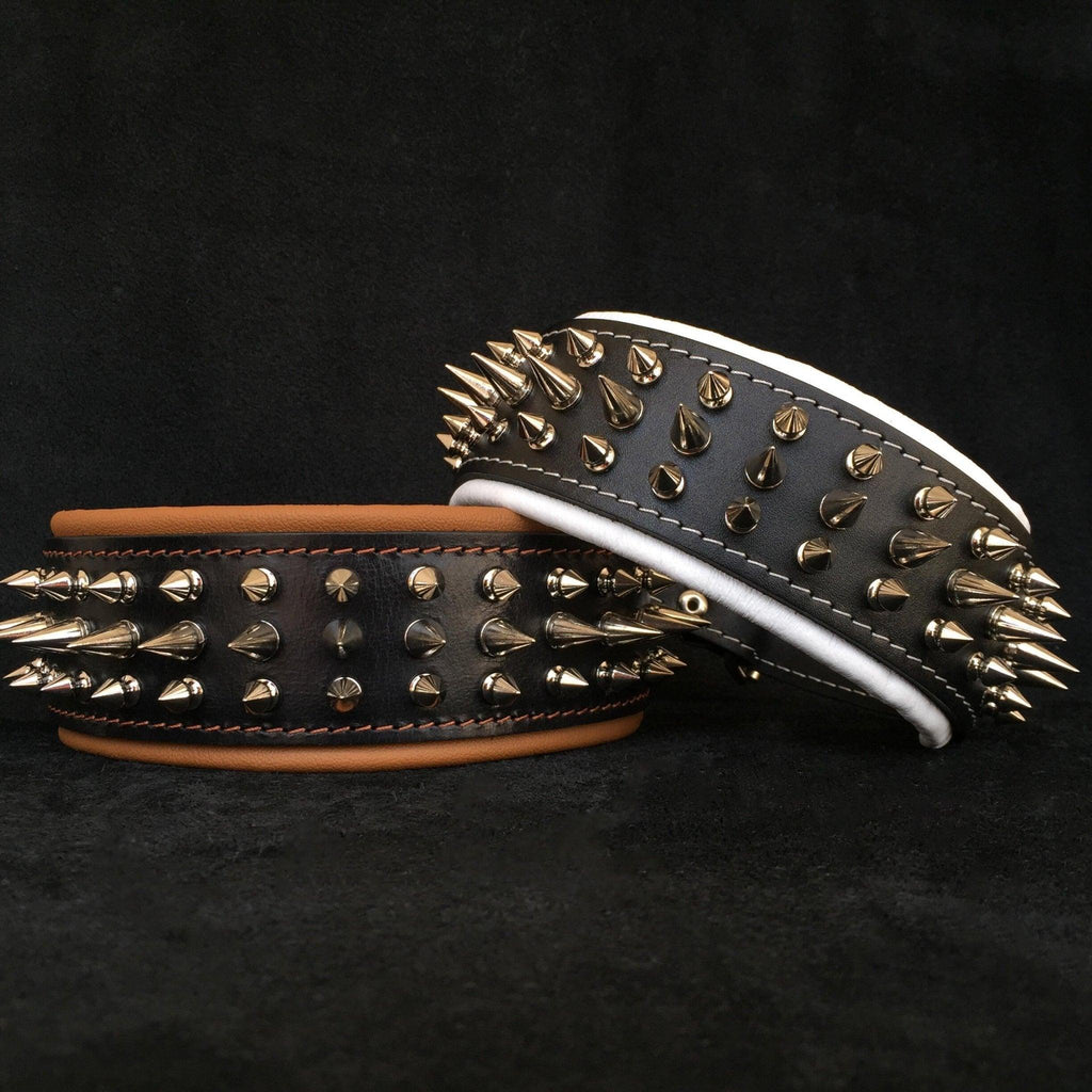 Collar BESTIA de cuero suave hecho a mano con pinchos para perros, vista 2