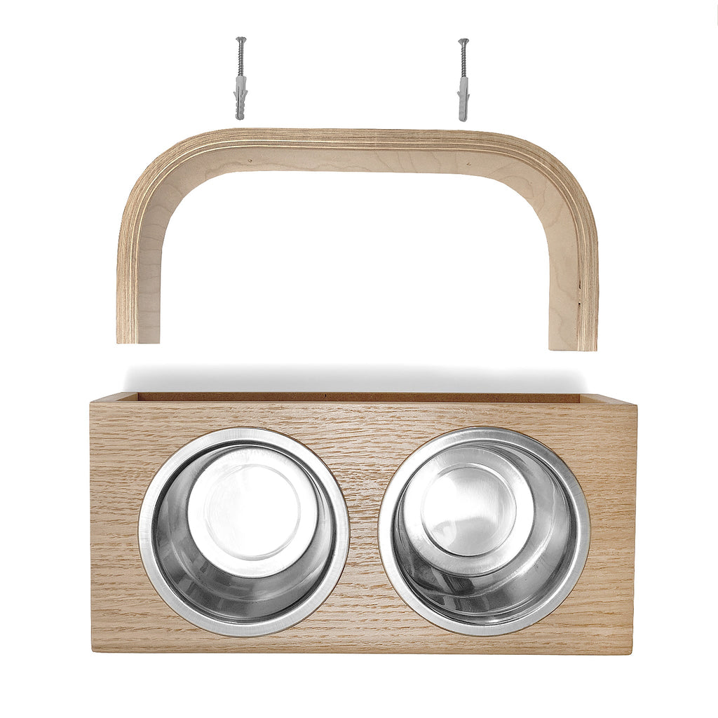 Portable feeder de madera Oak for dogs and cats - image 4