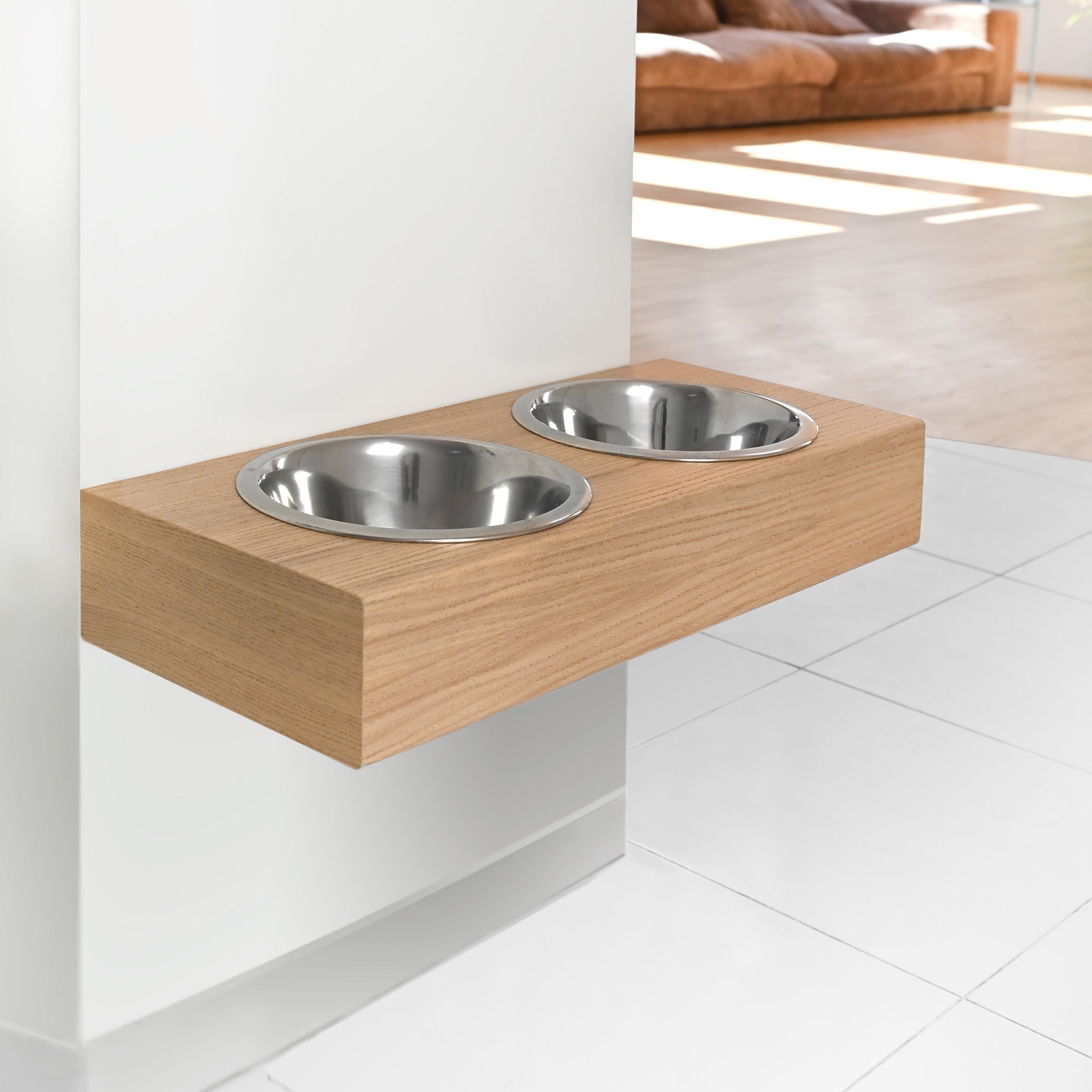 Portable feeder de madera Oak for dogs and cats - image 2