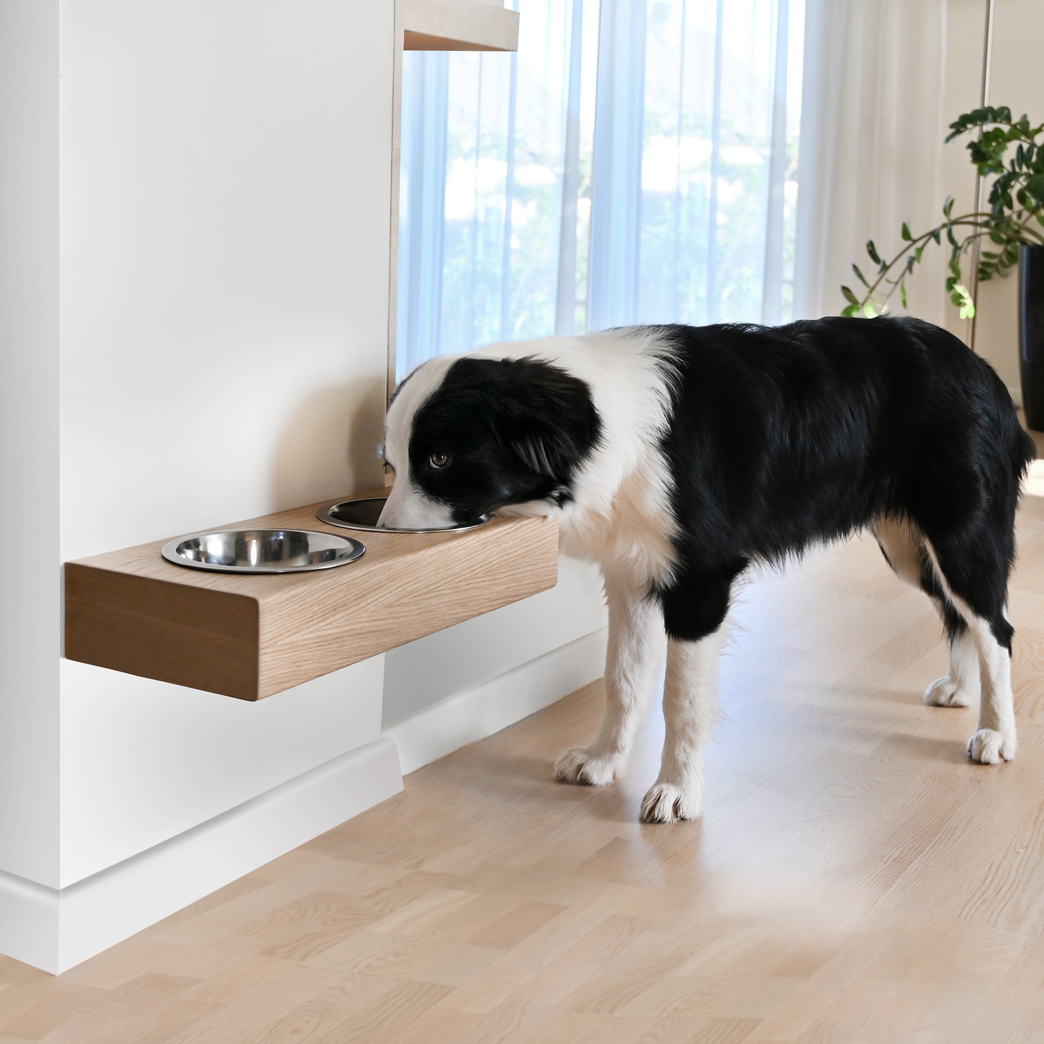 Tragbarer Napf de madera Oak fuer Hunde und Katzen - Bild 1