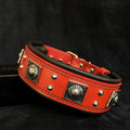 Collar ajustable suave de cuero rojo para perros - imagen 1