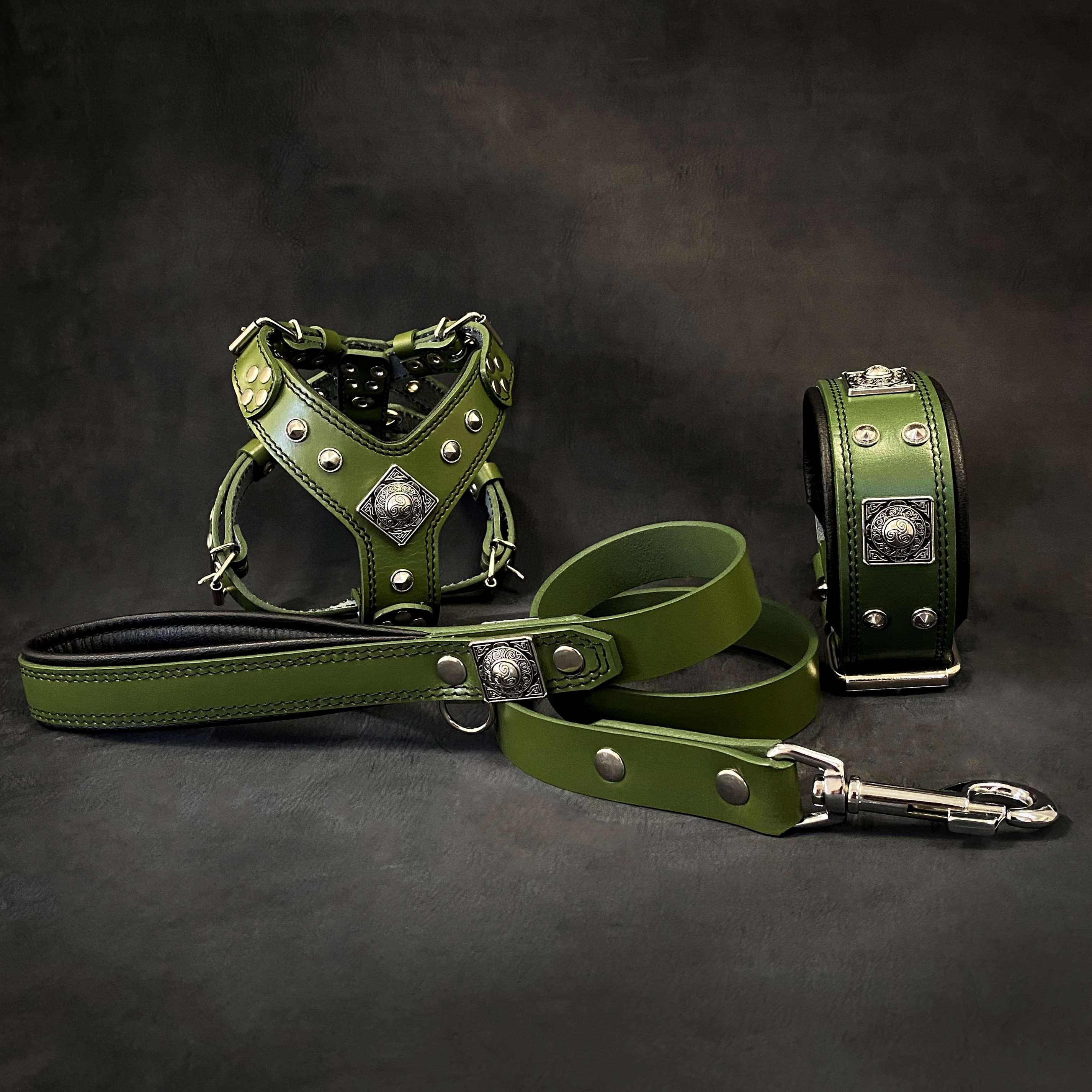 Griffoir en corde doux en cuir verde pour chiens - image 1