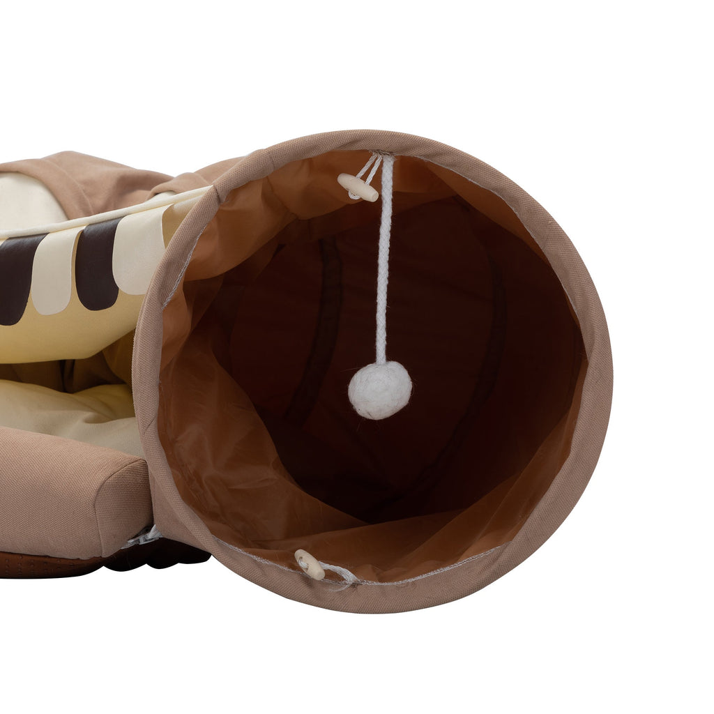 Foldable gatto Tunnel Bed For Indoor Cats, Washable gatto Skin Tunnel With Hanging Toys And Mats, marron Color
