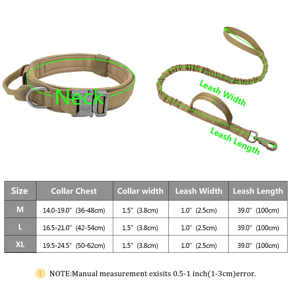 Set tactico militar de collar y correa para perro