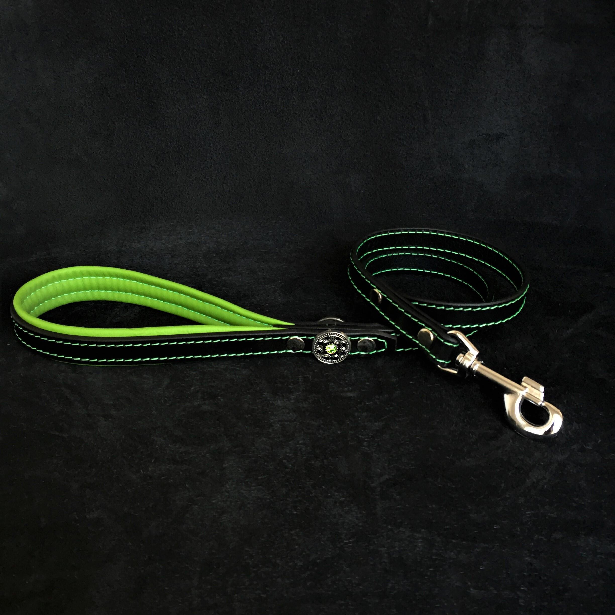 ''Bijou'' leather lead green para perros y gatos - imagen 1