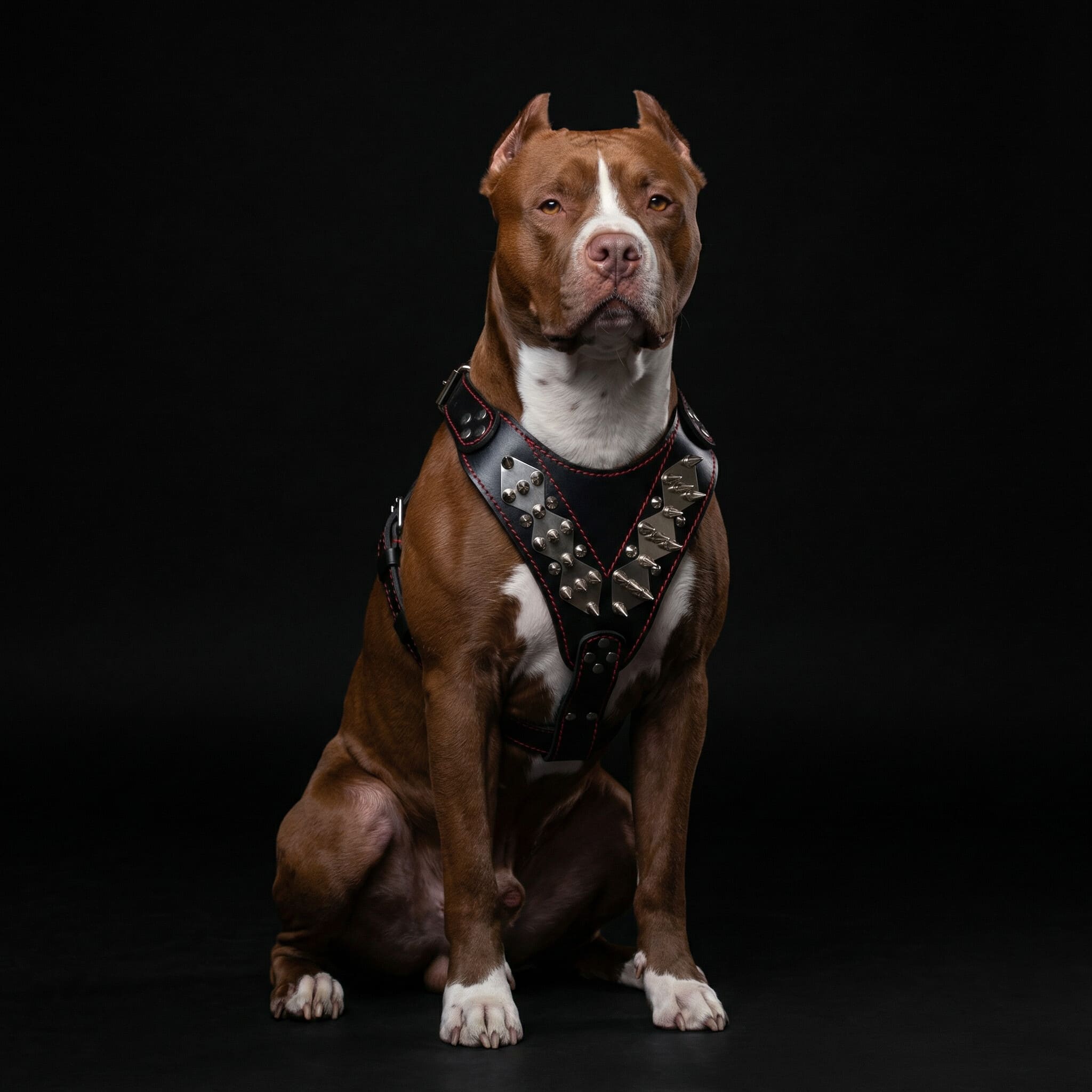 Padded harness adjustable in leather negro for dogs - image 3