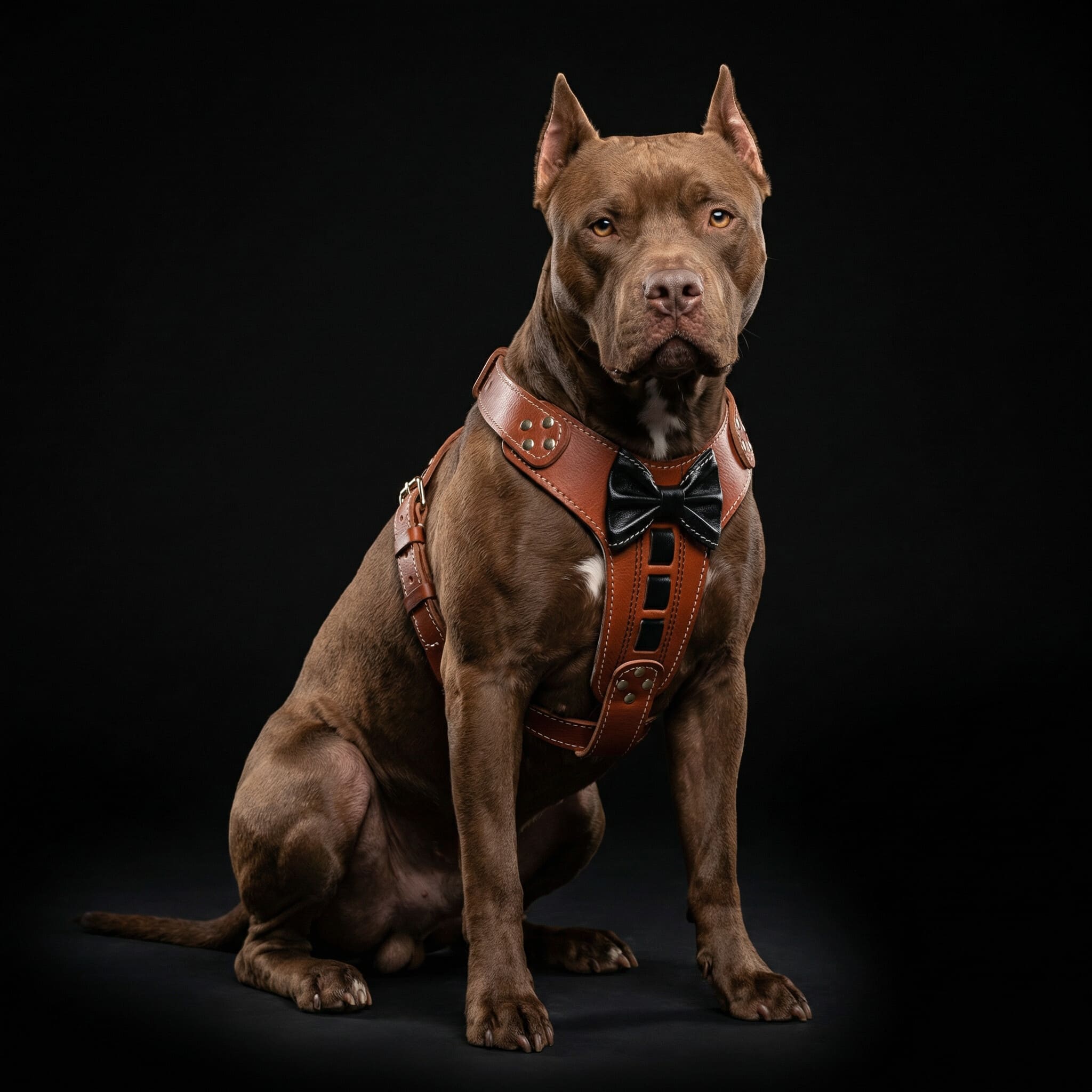 Bestia ''Bowtie'' leather harness pour chiens