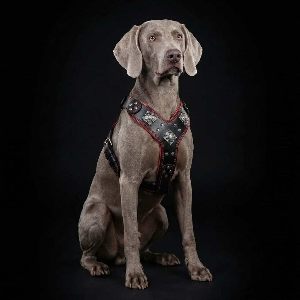 The "Eros" harness black & red pour chiens
