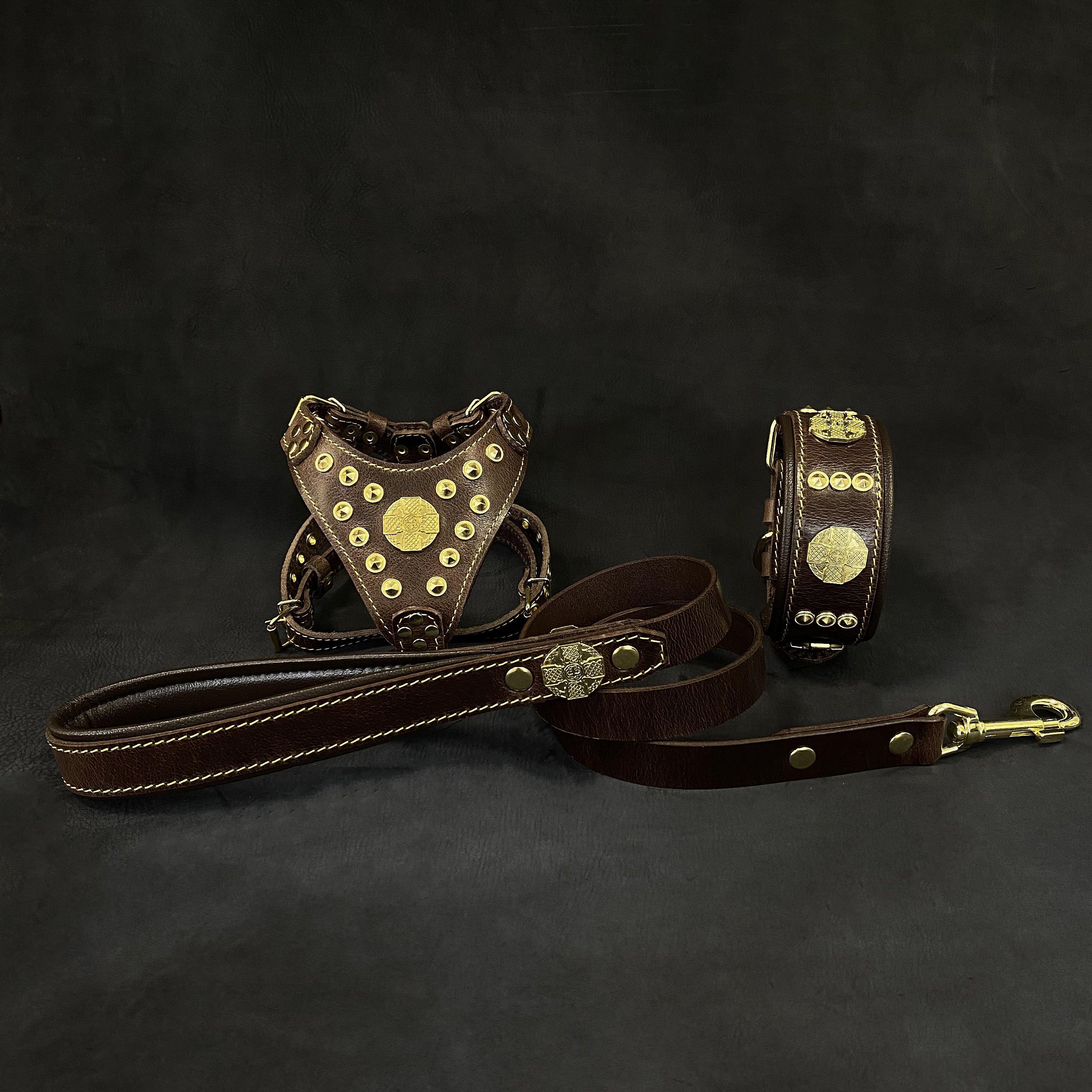 Rope scratcher adjustable soft in leather marron for dogs - image 1