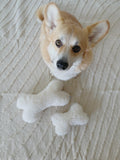 Natural piel di oveja cane Toy - Bone - bianco