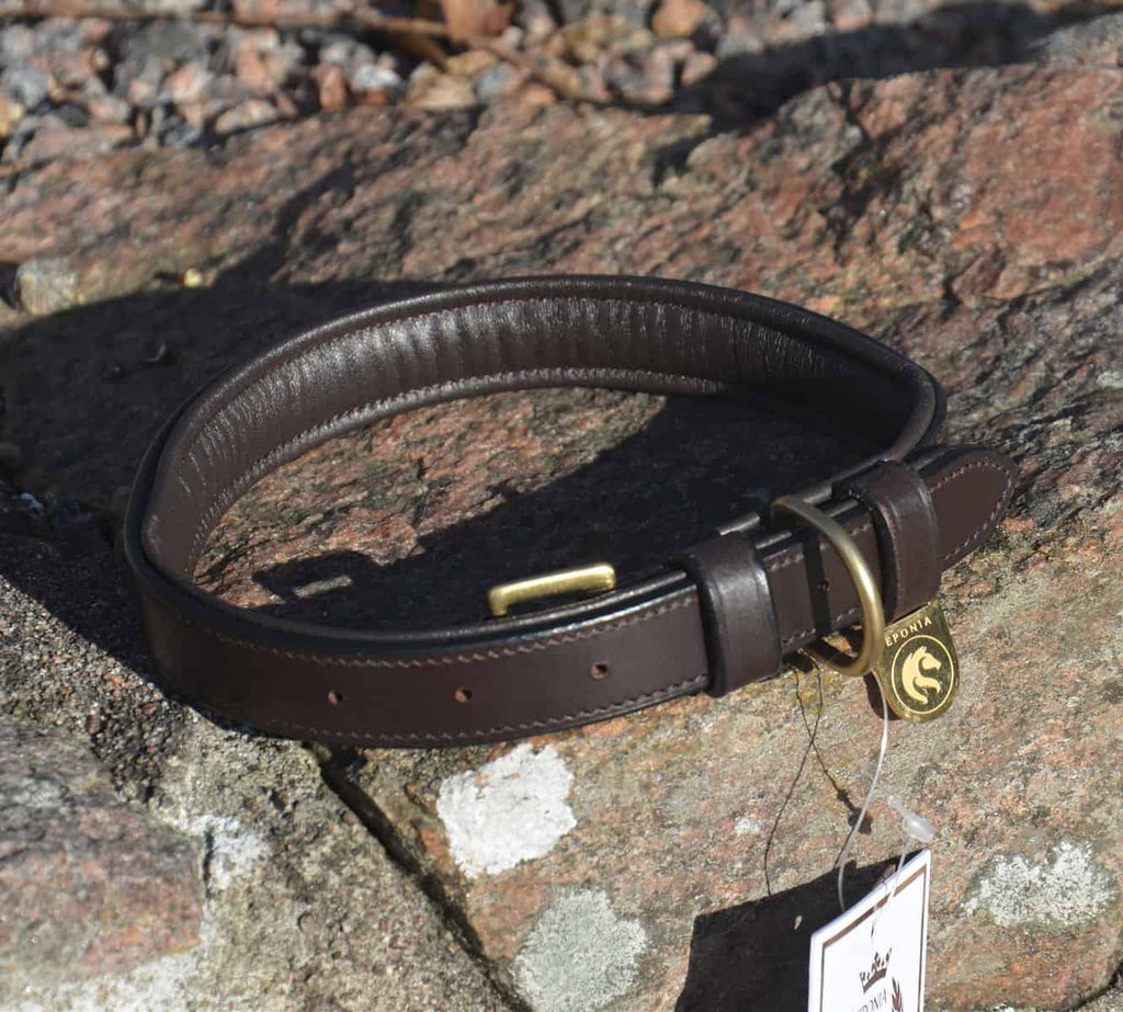 Premium Collare per cane in plaited natural tanned leather