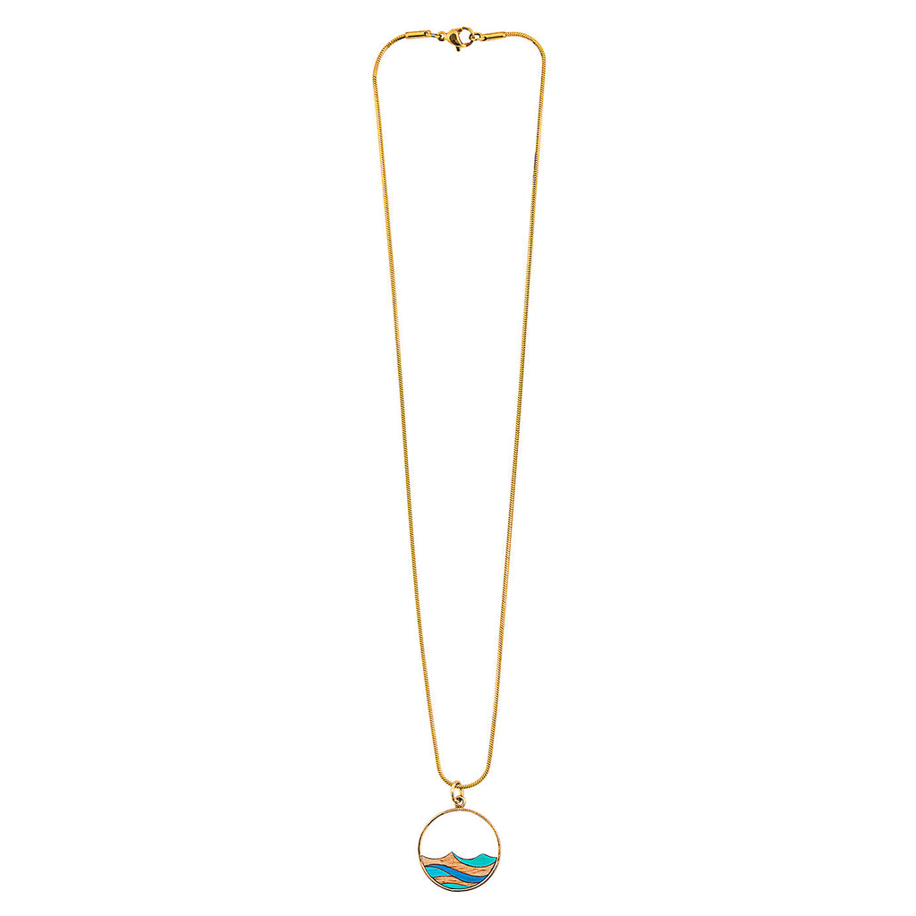 Ocean Recycled Wood Gold Necklace-4