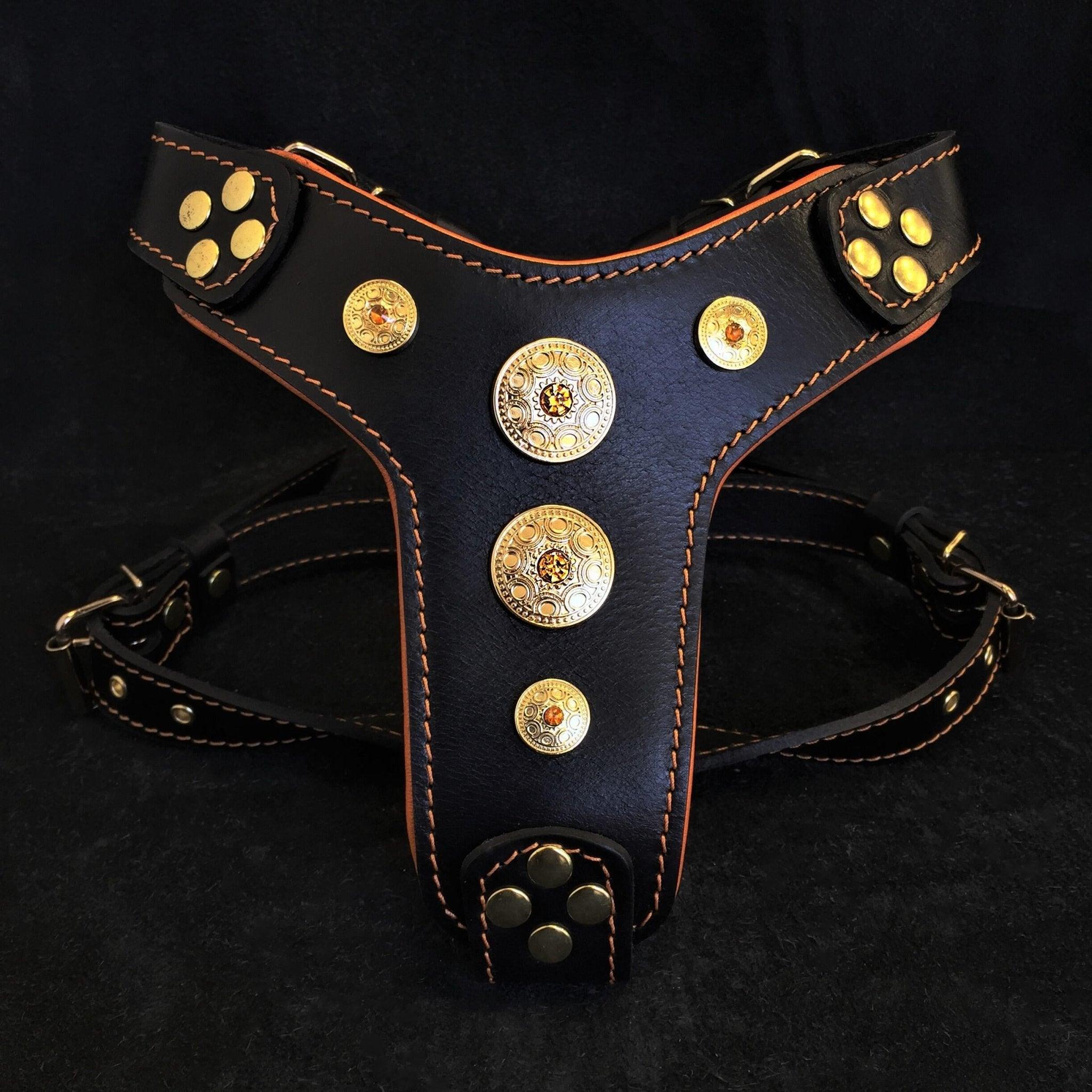 The ''Bijou'' harness Black & Orange Small to Medium Size fuer Hunde