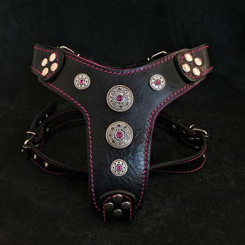 Arnés Bijou negro y rosa para perros