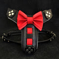 The "Bowtie" handmade leather harness black Small to Medium Size pour chiens