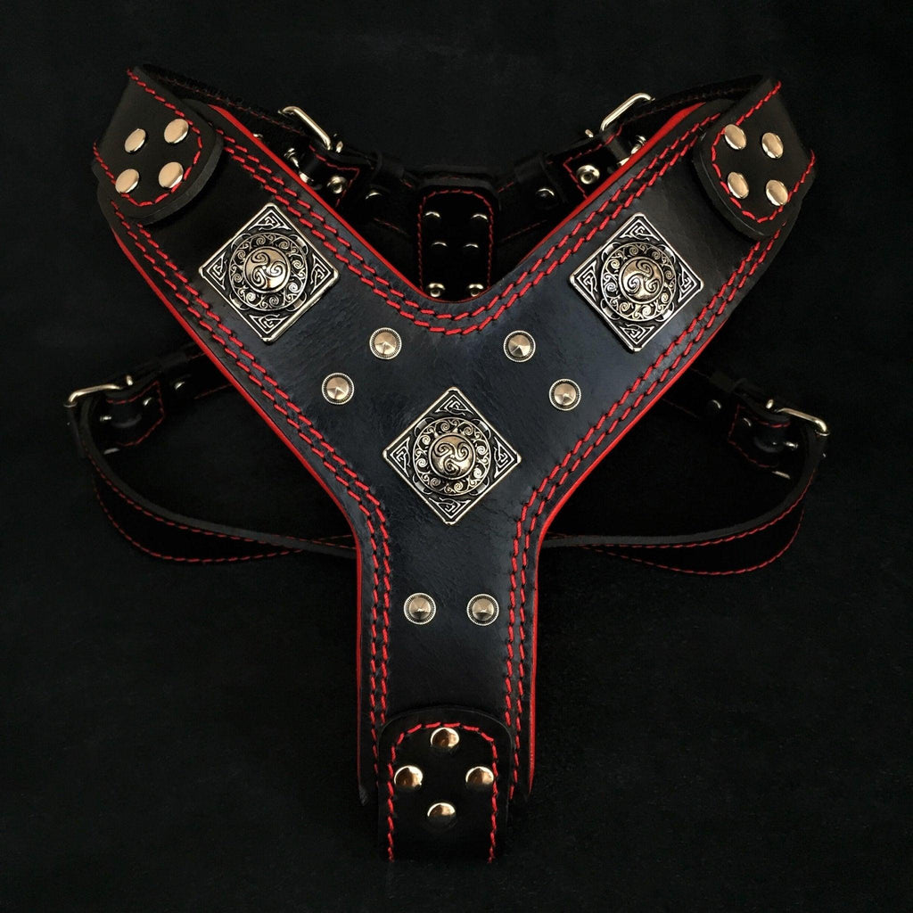 The "Eros" harness black & red pour chiens