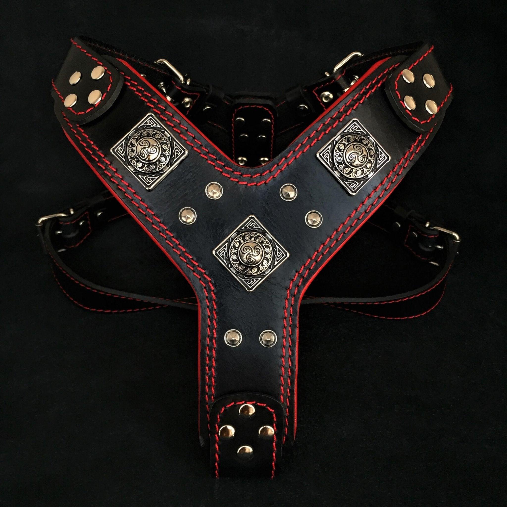 The "Eros" harness black & red pour chiens