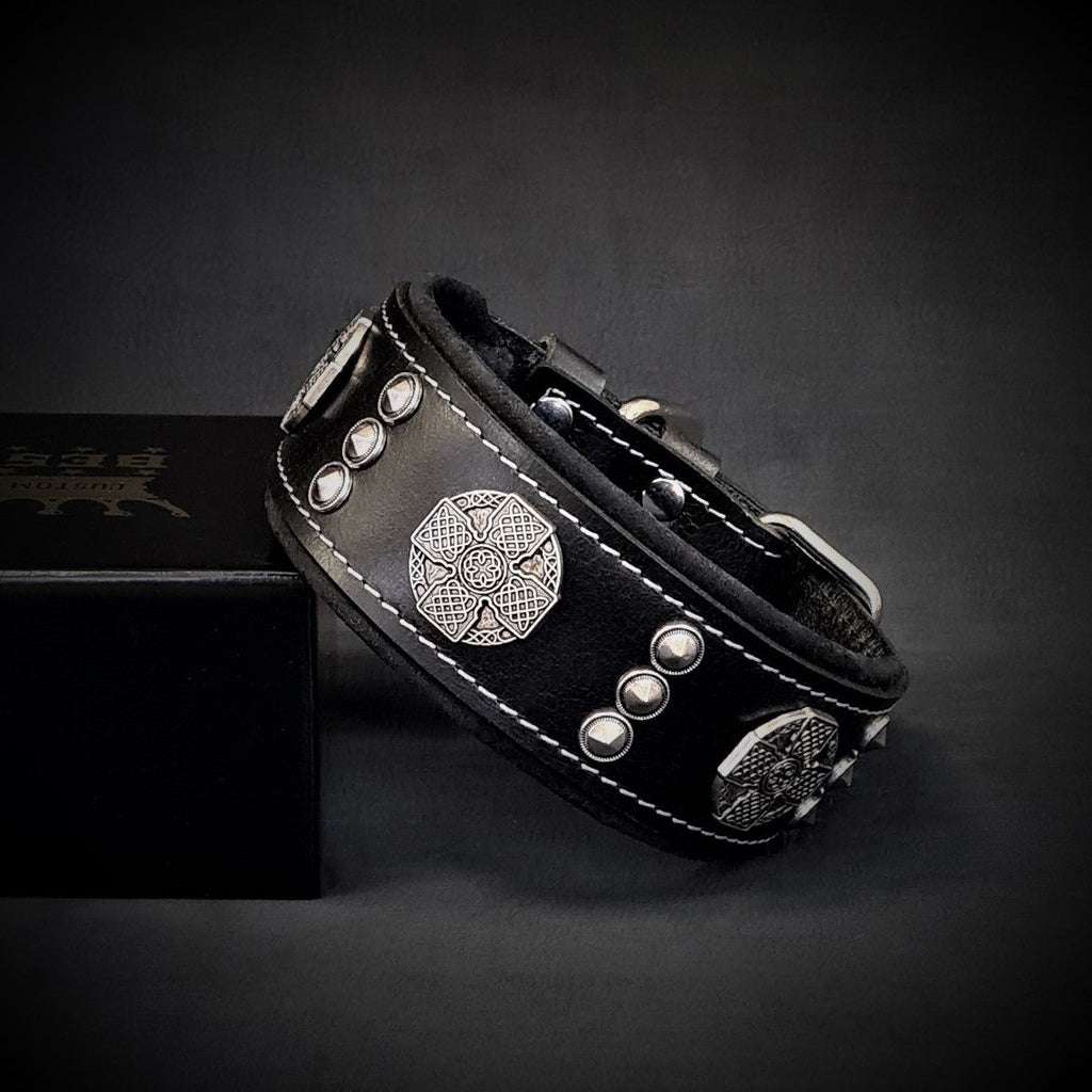 The "Maximus" collar 2 inch wide black & silver fuer Hunde - Bild 1