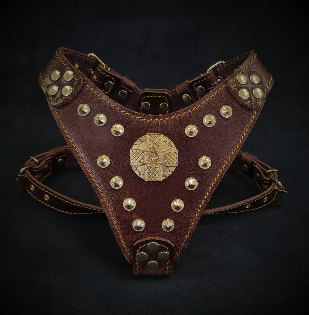 El arnés ''Maximus'' Brown & Gold Small to Medium Size