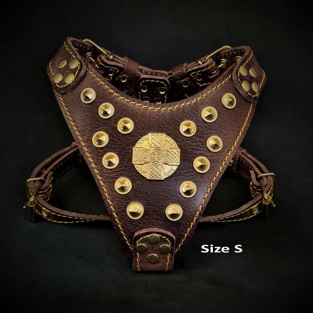 El arnés ''Maximus'' Brown & Gold Small to Medium Size